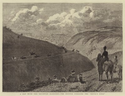 布莱顿鹞的一天，猎犬越过魔鬼堤 作者 John Charles Dollman