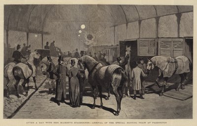 在与女王陛下的Staghounds一天后，抵达帕丁顿的特殊狩猎列车 作者 John Charles Dollman
