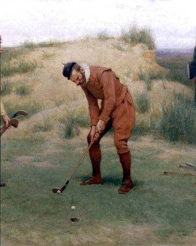 在讲道时间，高尔夫球手的细节，1896年 作者 约翰·查尔斯·多尔曼