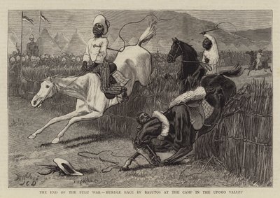 祖鲁战争结束，巴索托斯在Upoko山谷营地举行跨栏比赛 作者 John Charles Dollman