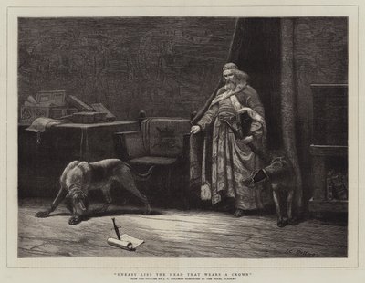 不安的谎言是戴冠的头 作者 John Charles Dollman