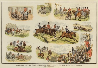 狩猎场中的草图，与猎犬一起运行40分钟（chromolitho） 作者 John Charlton