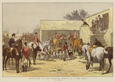 在狩猎场，1号，相遇（chromolitho）的素描 作者 John Charlton
