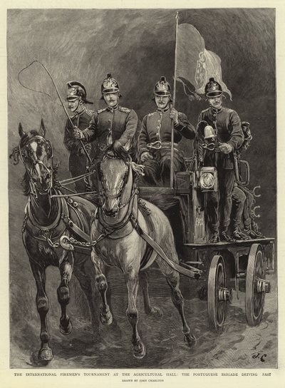 在农业大厅举行的国际消防员锦标赛，葡萄牙旅驾驶过去 作者 John Charlton