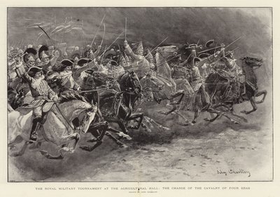 农业大厅的皇家军事锦标赛，四个时代骑兵的冲锋 作者 John Charlton
