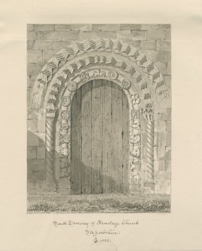 阿米蒂奇教堂-南门口：棕褐色绘画，1823年 作者 约翰·切塞尔·巴克勒