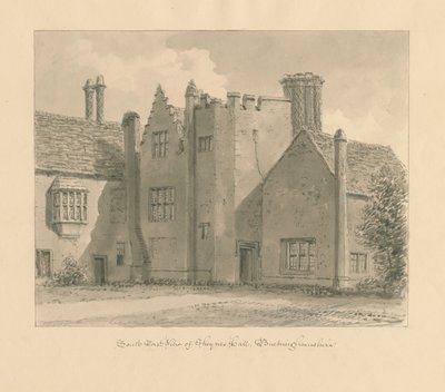 白金汉郡-Chenies Hall：棕褐色绘画，1824年 作者 约翰·切塞尔·巴克勒
