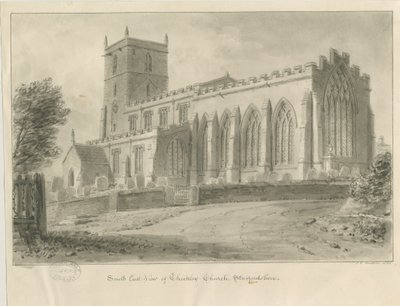 Checkley Church: sepia drawing 作者 约翰·切塞尔·巴克勒