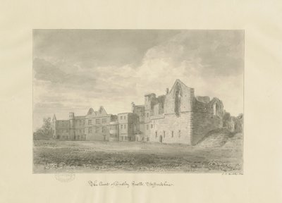 达德利城堡（Dudley Castle）-法院院子：棕褐色绘画，1820年 作者 约翰·切塞尔·巴克勒