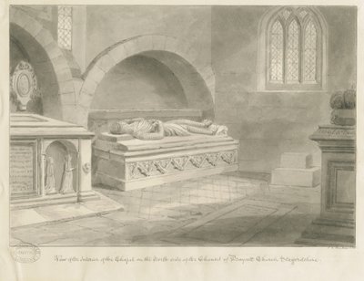 Draycott内部的系泊教堂：棕褐色的绘画，1841年 作者 约翰·切塞尔·巴克勒