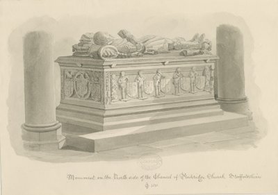 Penkridge Church - Tomb of [Sir Edward Littleton]: sepia drawing 作者 约翰·切塞尔·巴克勒