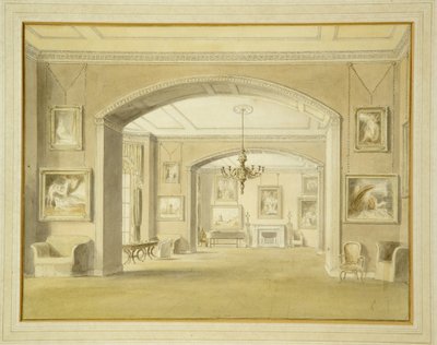 Tabley House的图片库，1809年（纸上铅笔） 作者 约翰·切塞尔·巴克勒