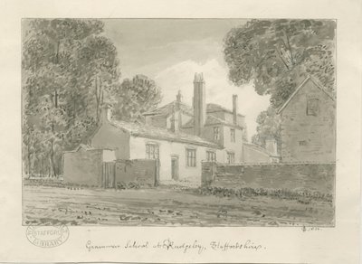 鲁格利镇-语法学校：棕褐色水墨画，1824年 作者 约翰·切塞尔·巴克勒