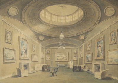 约翰莱斯特爵士画廊由英国艺术家，希尔街，伯克利广场画廊，1806年（铅笔和纸上洗） 作者 约翰·切塞尔·巴克勒
