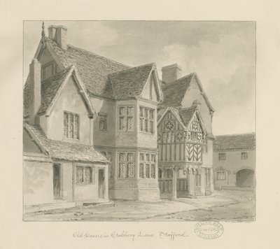 斯塔福德-克拉伯里巷的老房子：乌贼墨画，1841年 作者 约翰·切塞尔·巴克勒