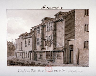 1828年，伦敦百慕大雅各布街的 "三屯 "公馆景观。 作者 约翰·切塞尔·巴克勒