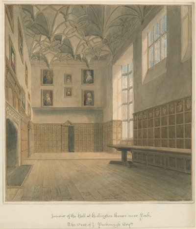 约克郡-约克-Heslington住宅内部，1818年 作者 约翰·切塞尔·巴克勒