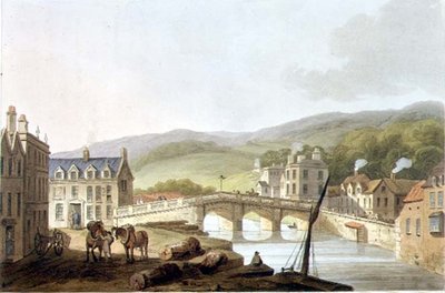 老桥，选自《巴斯图解系列》，由约翰-希尔（1770-1850）雕刻，由威廉-米勒出版。 作者 约翰·克劳德（后）纳特斯