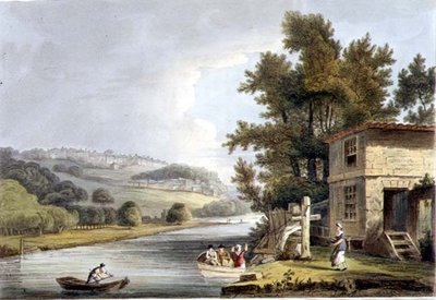 老渡口，摘自《巴斯插图系列》，由约翰-希尔（1770-1850）雕刻，由威廉-米勒出版。 作者 约翰·克劳德（后）纳特斯
