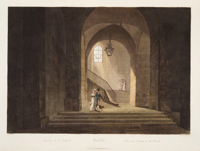 导致教堂的楼梯，从凡尔赛，巴黎和圣但尼，酒吧的例证。 1806（aquatint） 作者 约翰·克劳德·纳特斯