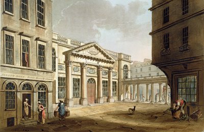 The Pump Room，来自&39;Bath Illustrated by a Views of Views&39;，由John Hill（1770-1850）酒吧刻。威廉米勒，1804年（aquatint） 作者 约翰·克劳德·纳特斯