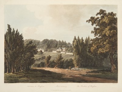 卢梭的住所，从凡尔赛宫，巴黎和圣丹尼斯，酒吧的插图。 1809（aquatint） 作者 约翰·克劳德·纳特斯