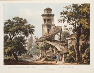 Trianon，Marlborough塔，从凡尔赛，巴黎和圣但尼，酒吧的例证。 1809（aquatint） 作者 约翰·克劳德·纳特斯