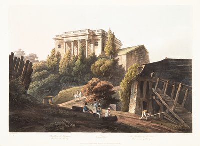 凡尔赛宫，Lucienne的Pavillion，Marly的Waterworks，从凡尔赛，巴黎和圣丹尼斯，酒吧的插图。 1806（aquatint） 作者 约翰·克劳德·纳特斯