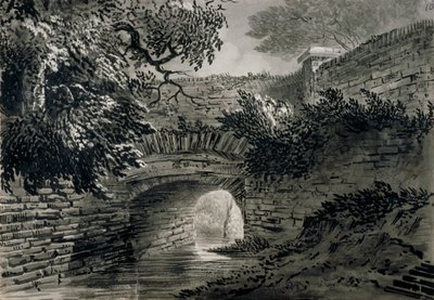 位于伦敦海德公园的Serpentine排水系统的一部分视图，约1817年 作者 约翰·克劳德·纳特斯