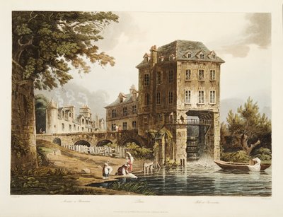 在Charenton的磨房，从凡尔赛，巴黎和圣但尼，酒吧的例证。 1807（aquatint） 作者 约翰·克劳德（John Claude）
