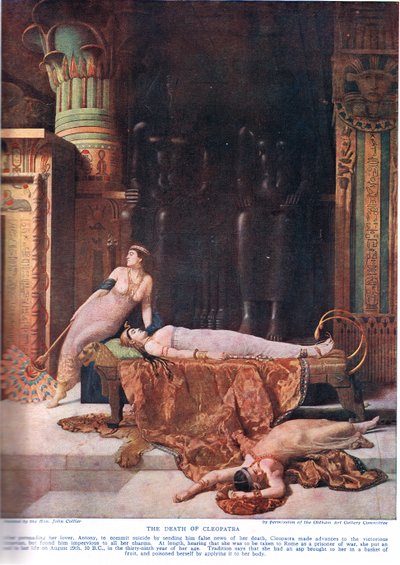 克利奥帕特拉之死，来自&39;哈钦森国家历史&39;的插图，c.1910 作者 John Collier