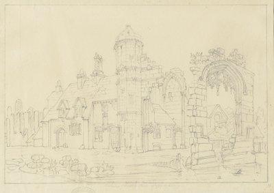 达德利修道院（Dudley Priory）：铅笔素描，nd [19分] 作者 约翰·康尼
