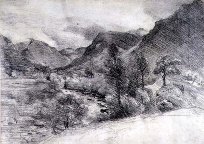 博罗代尔，早晨，约1806年（纸上铅笔画） 作者 约翰·康斯特勃