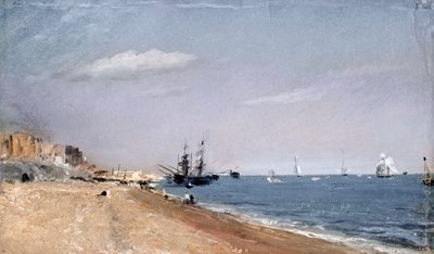 布莱顿海滩与煤矿，1824年（纸上油） 作者 John Constable