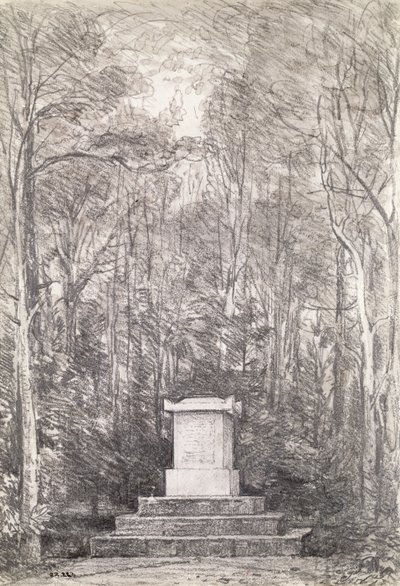 1823年，莱斯特郡Coleorton Hall的约瑟夫·雷诺兹爵士纪念碑（铅笔画） 作者 约翰·康斯特勃