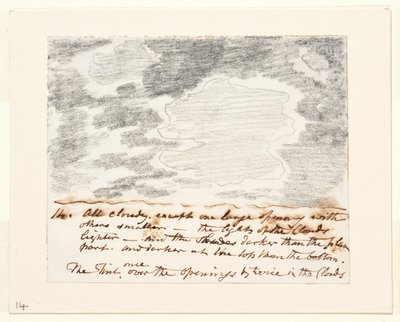 云彩研究（根据亚历山大-科赞斯的 "天空雕刻"），约 1822-23 年（纸上石墨） 作者 约翰·康斯特勃
