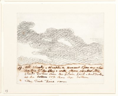 云彩研究（根据亚历山大-科赞斯的 "天空雕刻"），约 1822-23 年（纸上石墨） 作者 约翰·康斯特勃