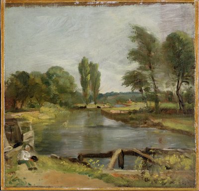Flatford Lock，1810-11（布面油画） 作者 约翰·康斯特勃