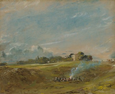 Hampstead Heath, with a Bonfire, ca. 1822. 作者 约翰·康斯特勃