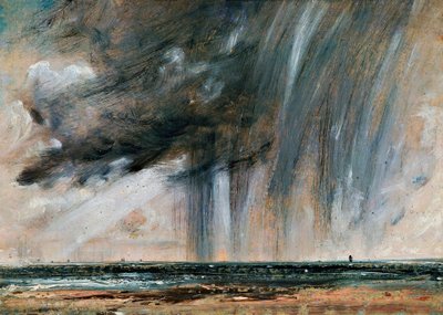 海面上的暴雨，带雨云的海景研究，约 1824-1828 年，约翰-康斯特布尔（1776-1837 年）作，纸上油画，22.2x31 厘米 作者 约翰·康斯特勃