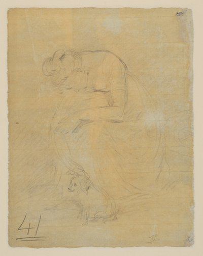 Woman seated, with a dog at her feet, verso, c.1806 作者 约翰·康斯特勃
