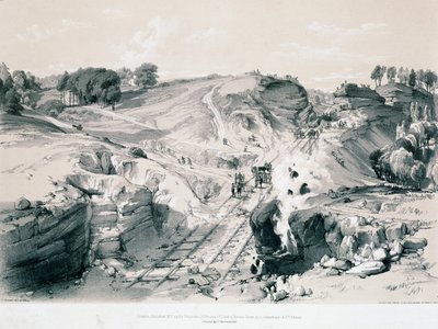 爆破岩石，Linsdale，白金汉郡，1830年代（笔和墨水在纸上洗） 作者 约翰·库克·伯恩