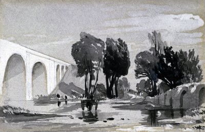 Blythe高架桥，Hampton-in-Arden，c.1838（笔和墨水在纸上洗） 作者 约翰·库克·伯恩