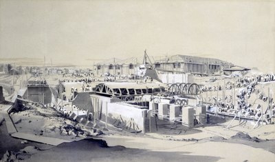 建造1837年4月26日卡姆登镇的固定式发动机房（笔和墨水在纸上洗） 作者 约翰·库克·伯恩