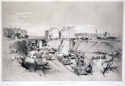 在公园街，卡姆登镇建造挡土墙，1836年 作者 约翰·库克·伯恩