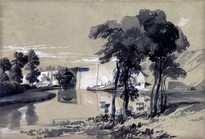 运河桥，Pitstone，白金汉郡，1837年10月（笔和墨水在纸上洗） 作者 约翰·库克·伯恩