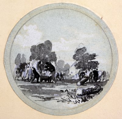 清洁，伦敦和伯明翰铁路，c.1838（笔和墨水在纸上洗） 作者 约翰·库克·伯恩