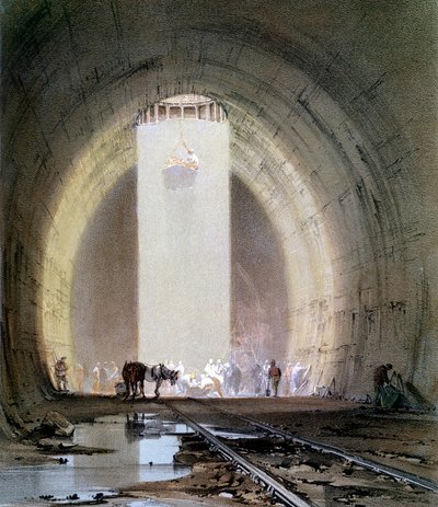 1839年7月8日在伦敦和伯明翰铁路上修建基尔斯比隧道 作者 约翰·库克·伯恩