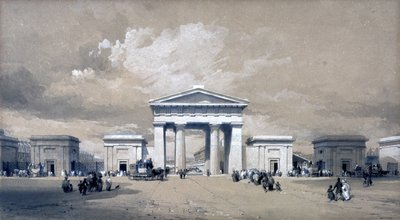 Euston Arch，1838年4月（笔和墨水在纸上洗） 作者 约翰·库克·伯恩
