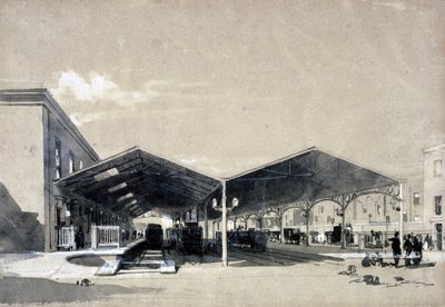Euston Station内部，1837年5月（笔和墨水在纸上洗） 作者 约翰·库克·伯恩